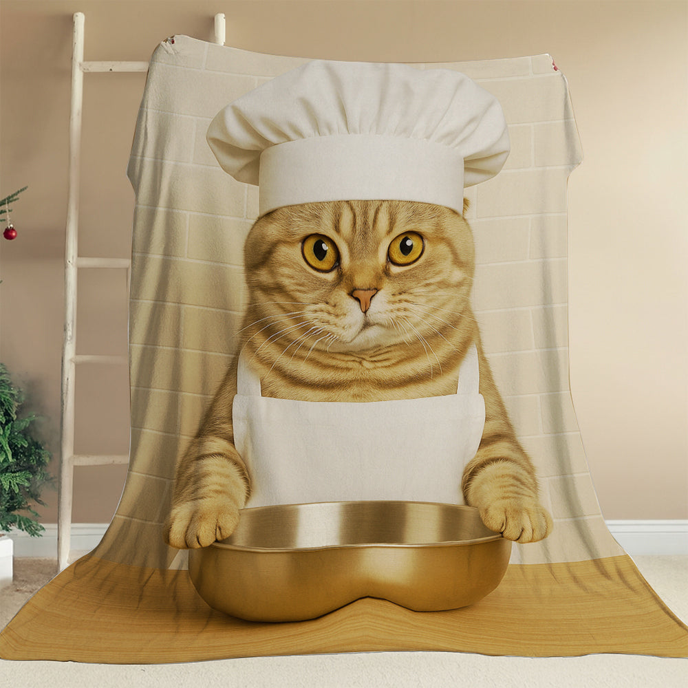 Custom Photo Cat Chef Blanket Gift For Cat Lovers
