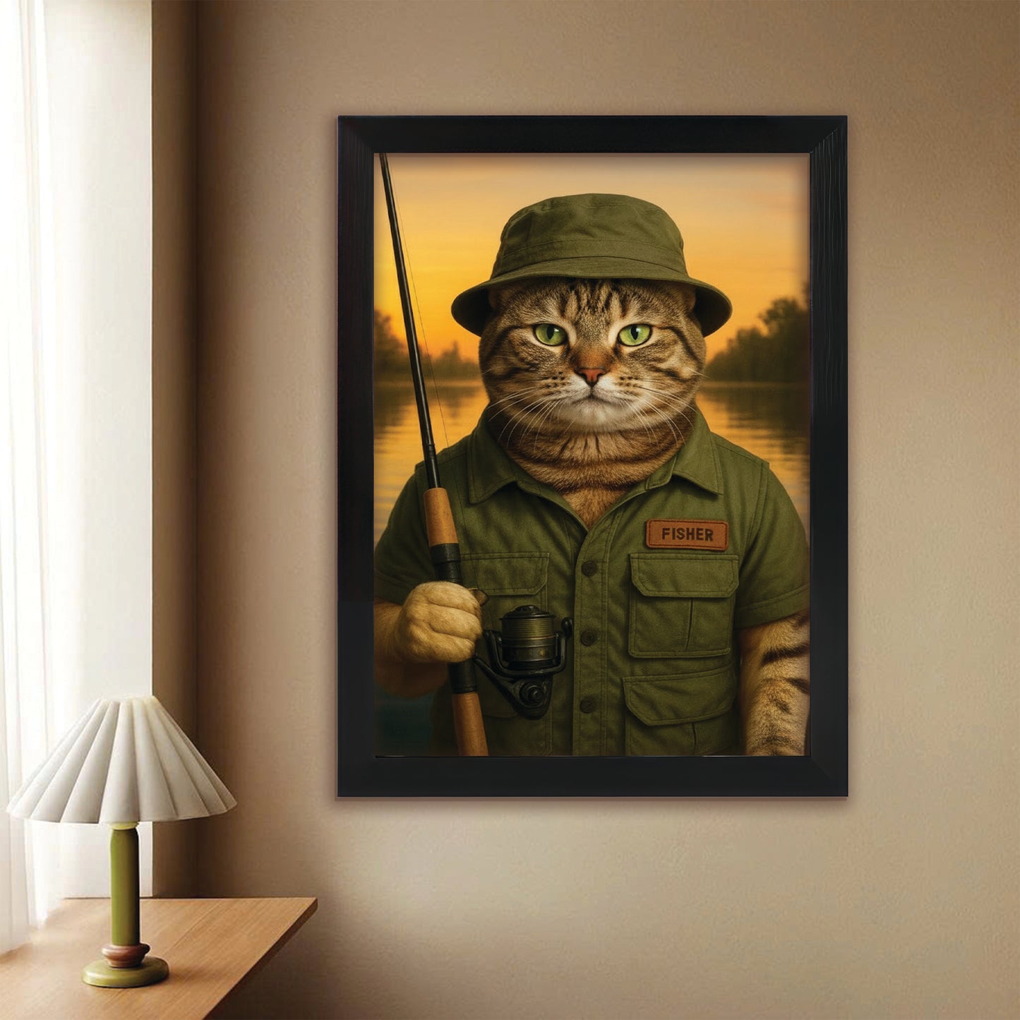 Custom Photo Fisher Cat Canvas Framed Wall Art  Gift For Cat Lovers