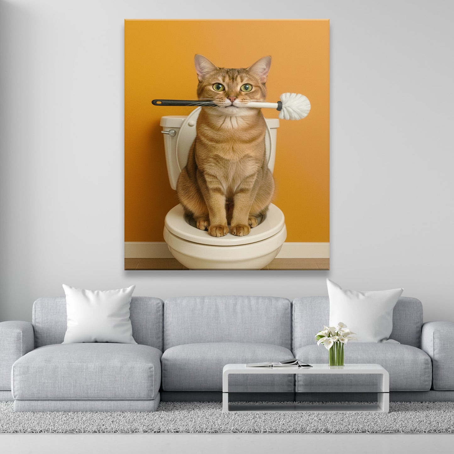 Custom Photo Cat Bathroom Style 31 Canvas Gift For Cat Lovers