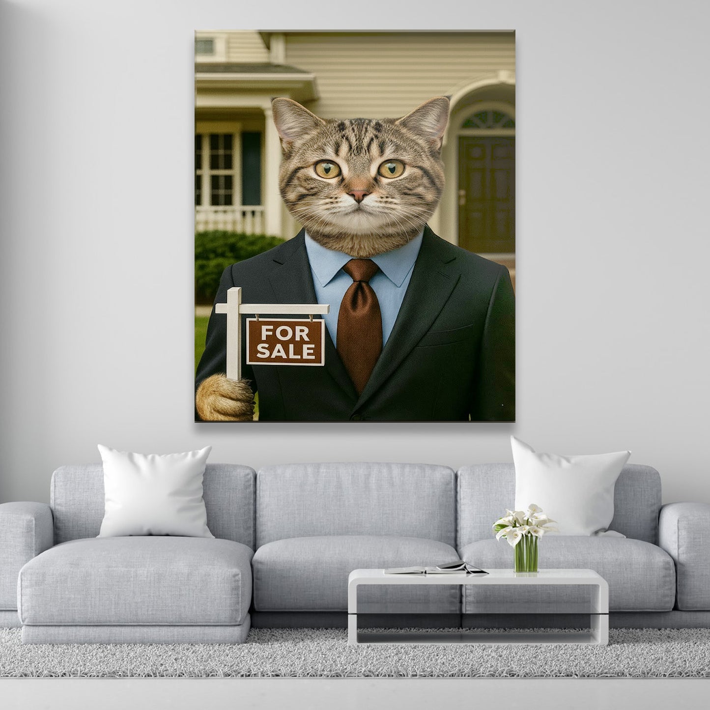 Custom Photo Realtor Cat Canvas Gift For Cat Lovers