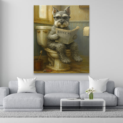 Custom Photo Dog In Bathroom Canvas Gift For Dog Lovers