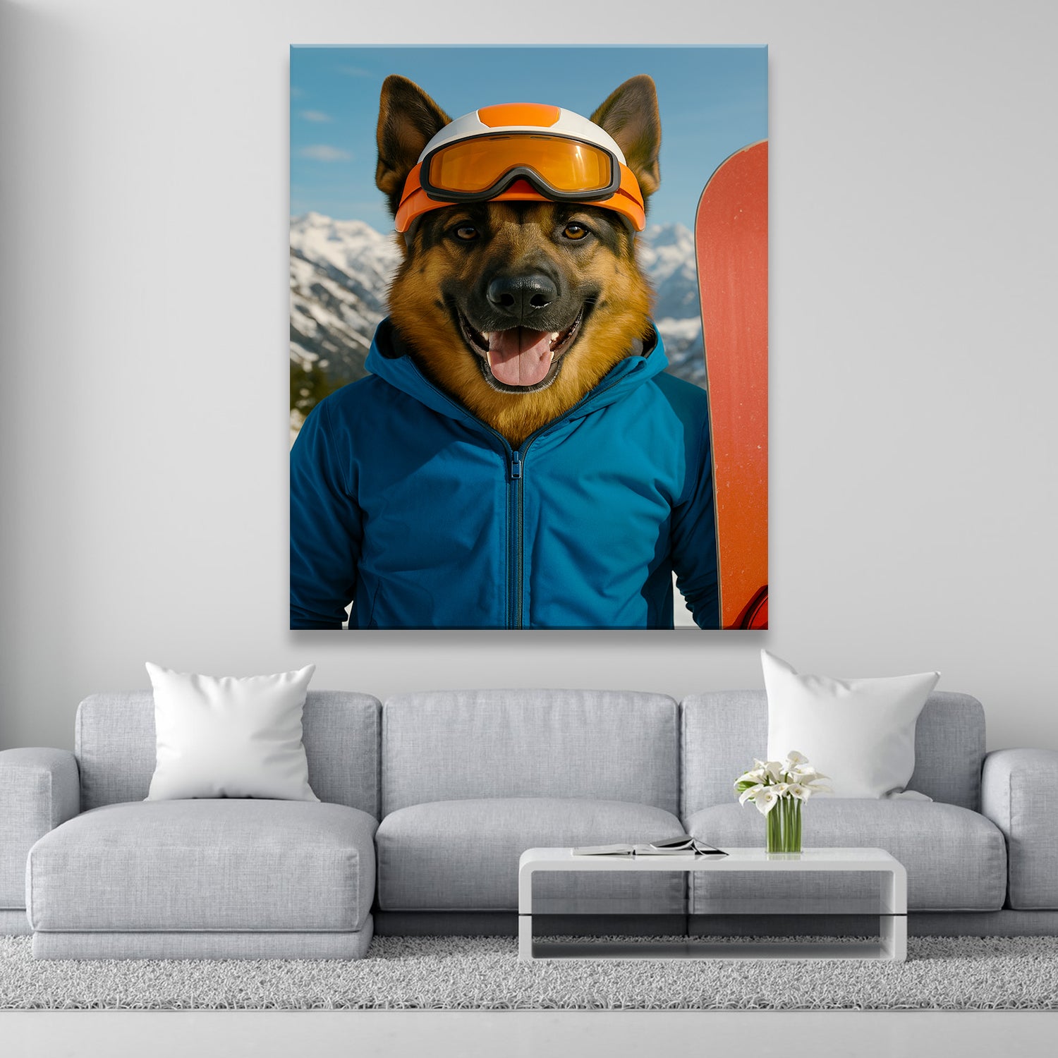 Custom Photo Snowboarder Dog Canvas Gift For Dog Lovers