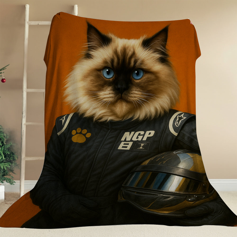 Custom Photo Cat Racer Blanket Gift For Cat Lovers