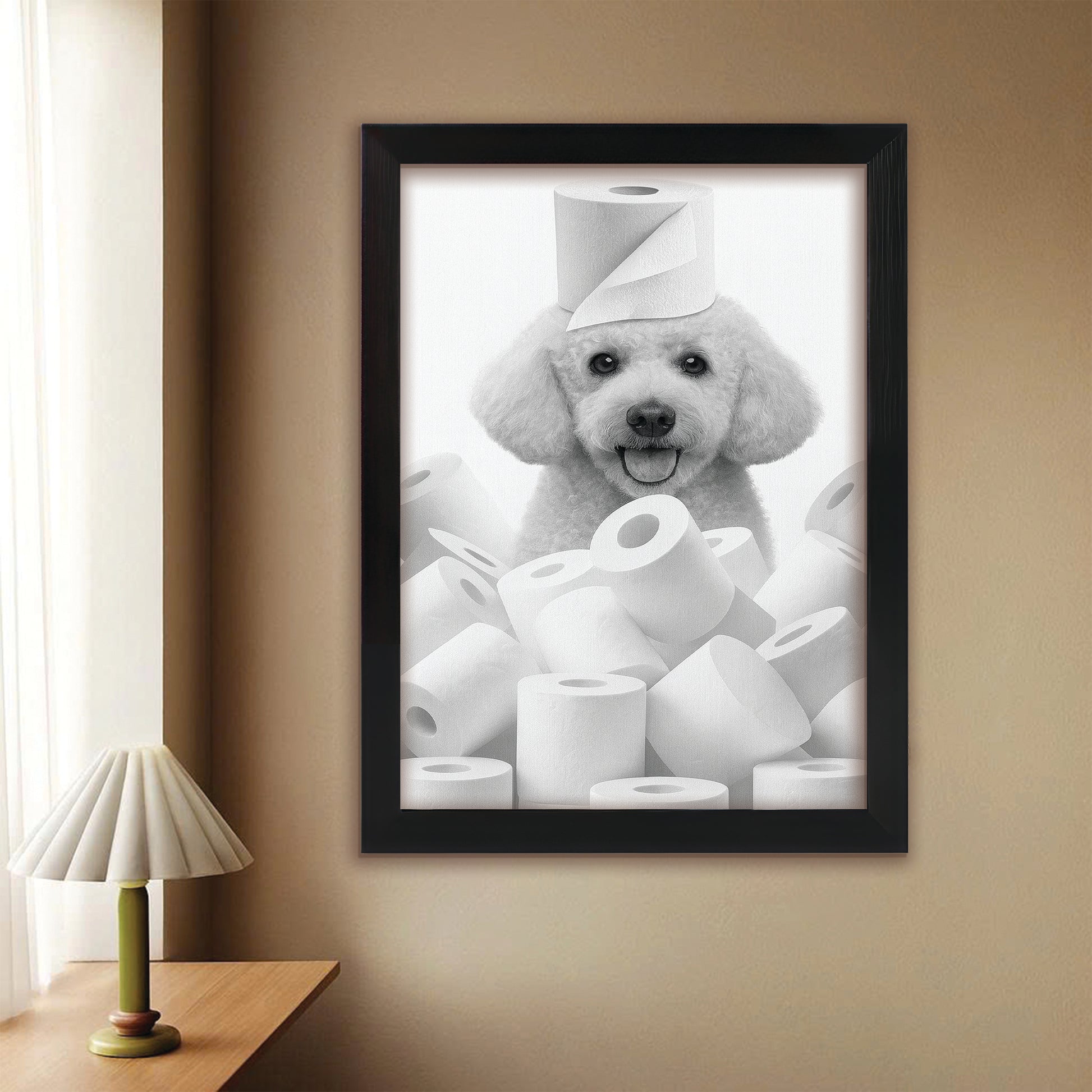 Custom Photo Dog Bathroom Canvas Framed Wall Art