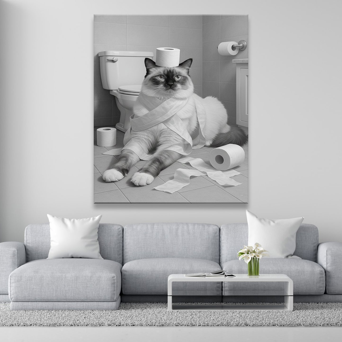 Custom Photo Cat Bathroom Style 16 Canvas Gift For Cat Lovers
