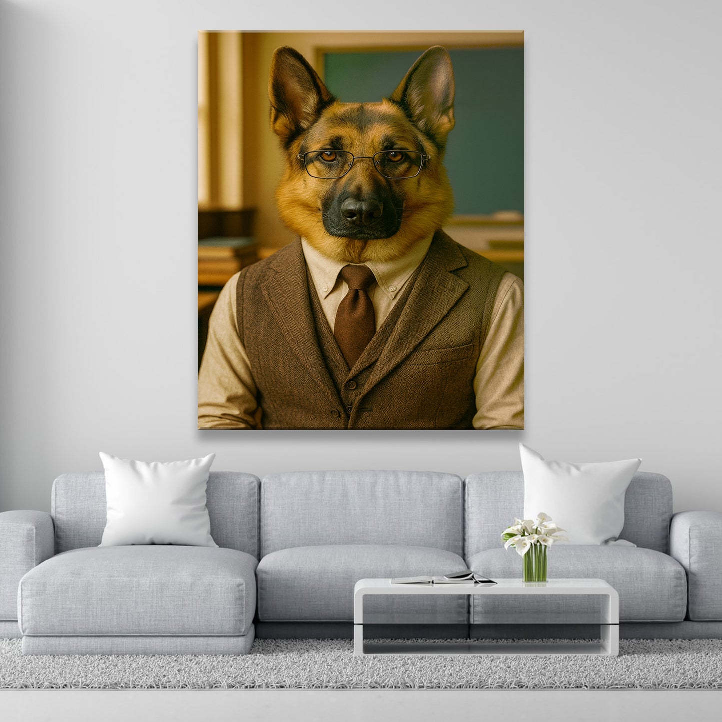 Custom Photo Professor Teacher Dog Canvas Gift For Dog Lovers