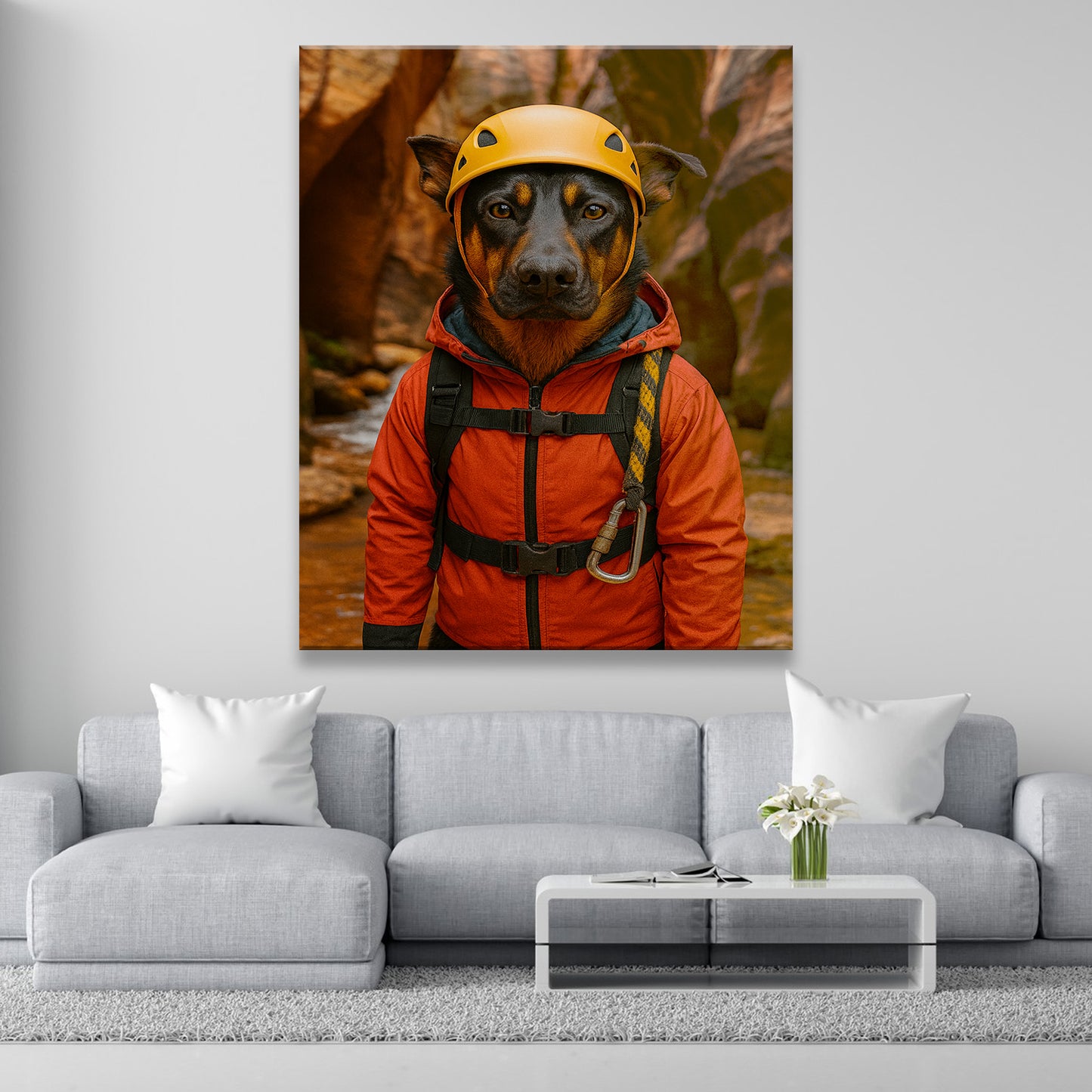 Custom Photo Canyoneering Slot Canyon Adventure Dog Canvas Gift For Dog Lovers