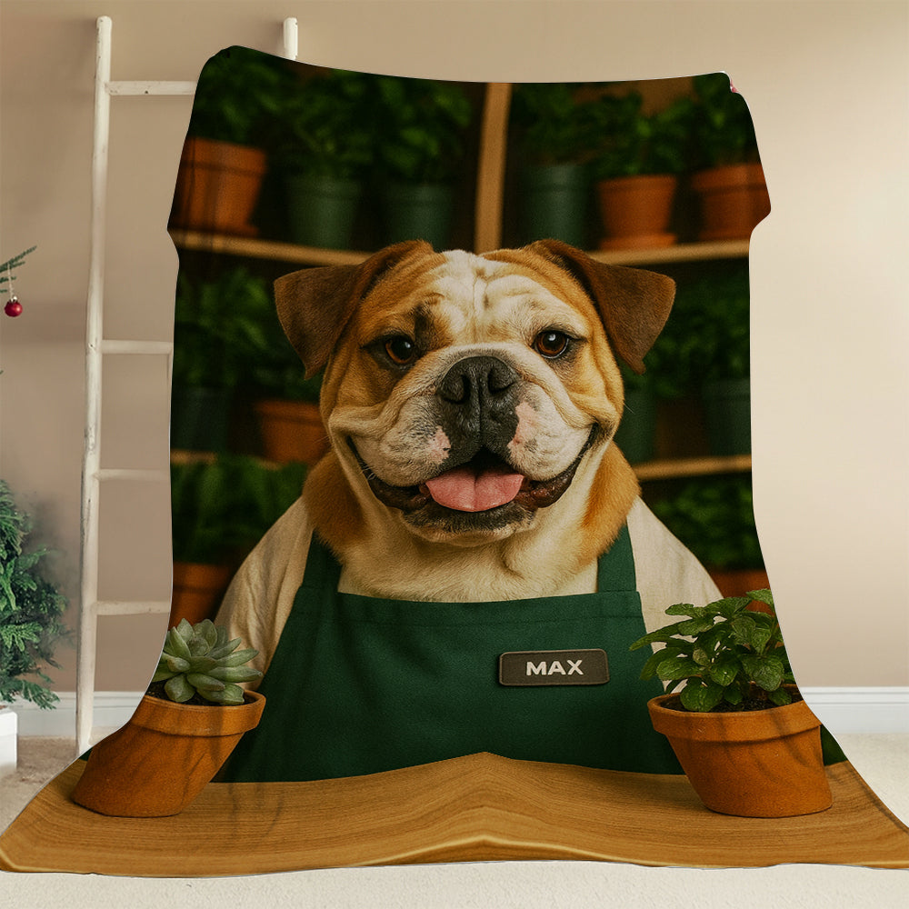 Custom Photo Gardener Dog BlanketGift For Dog Lovers