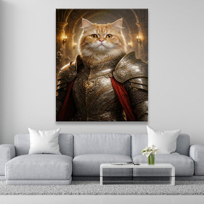 Custom Photo Royal Knight Cat Style 01 Canvas Gift For Cat Lovers