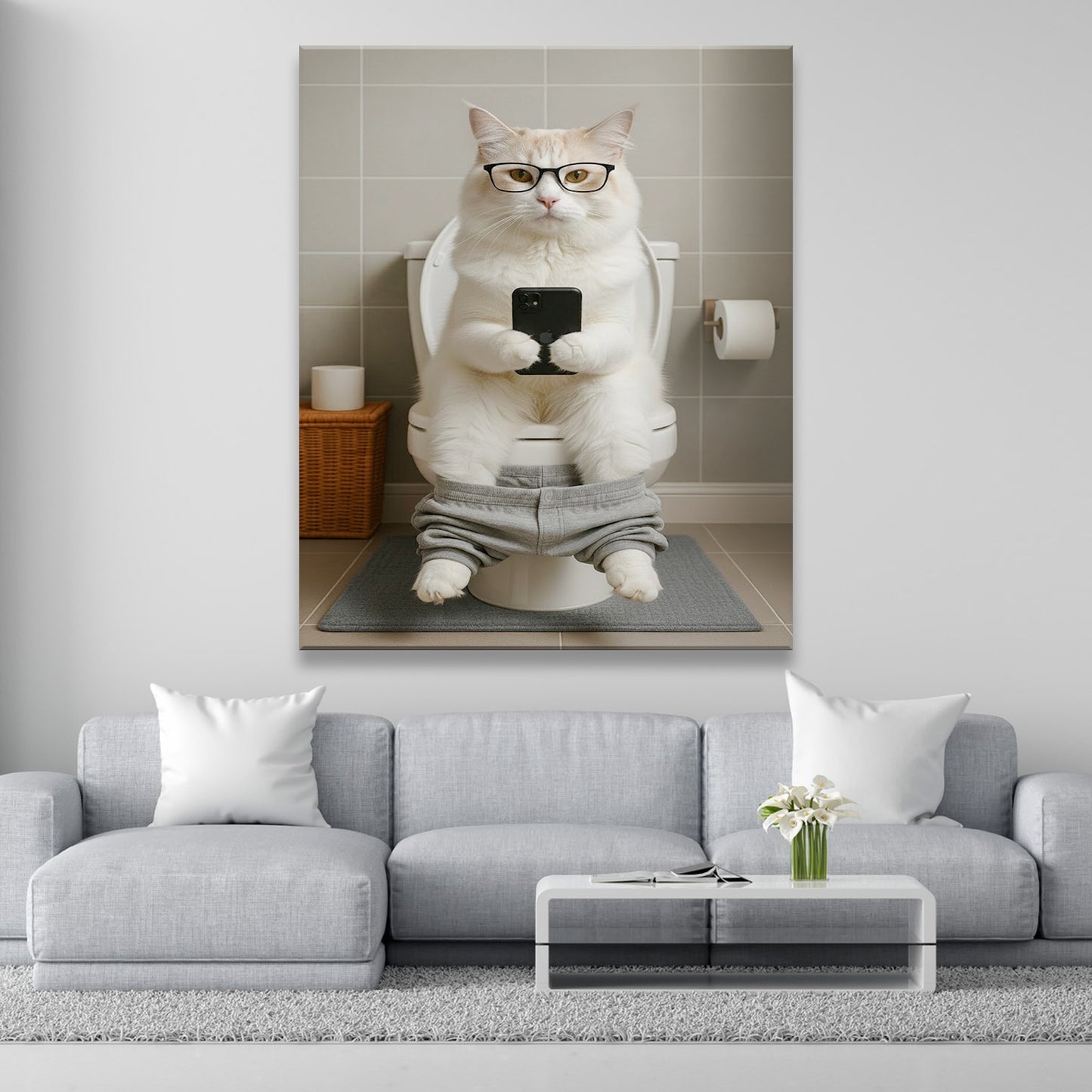 Custom Photo Cat Bathroom Style 15 Canvas Gift For Cat Lovers
