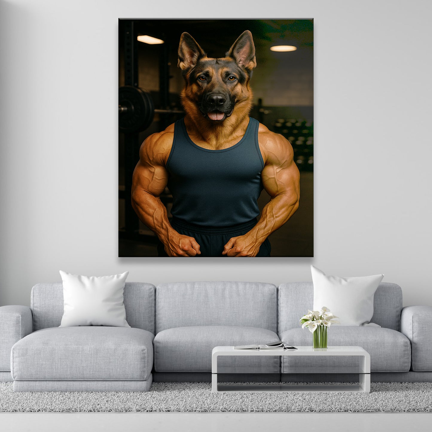 Custom Photo Body Builder Dog Canvas Gift For Dog Lovers
