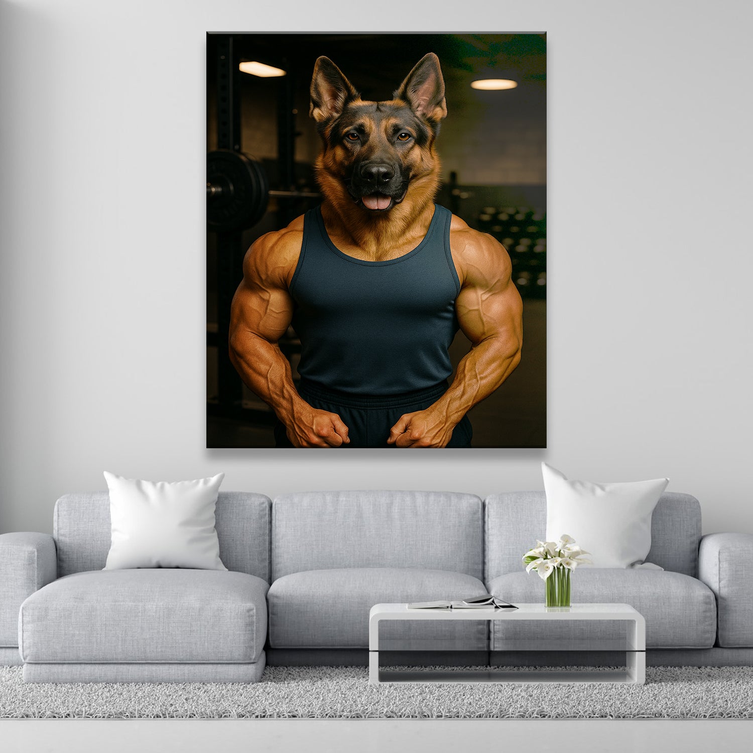 Custom Photo Body Builder Dog Canvas Gift For Dog Lovers