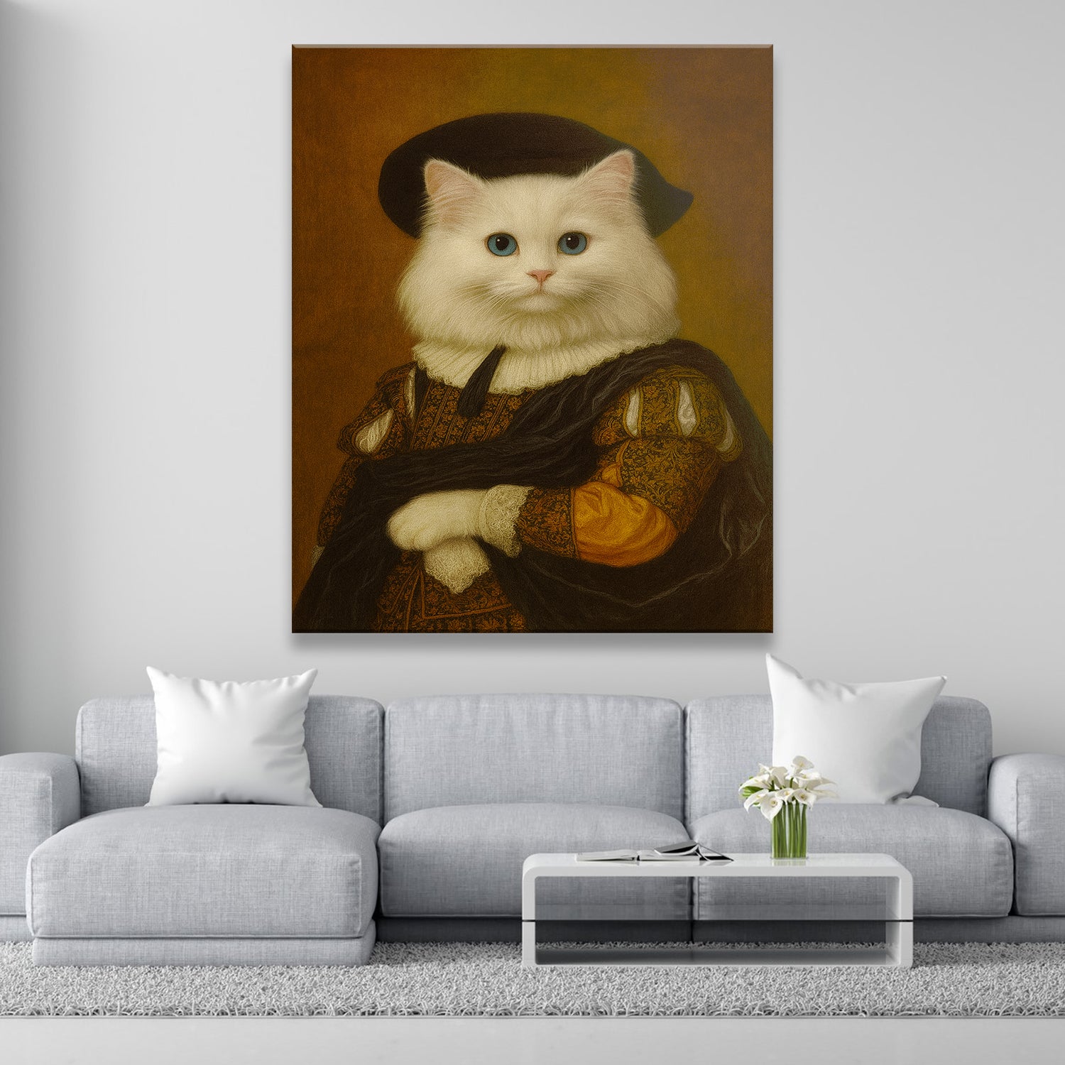 Custom Photo Royal Cat Canvas Cat Lover Gifts