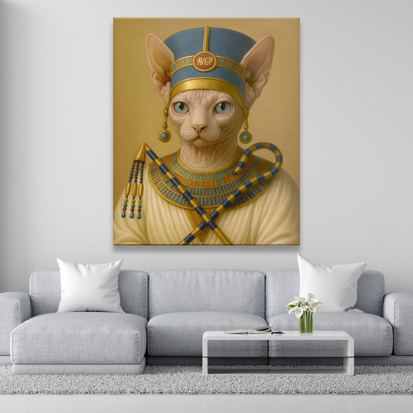 Custom Photo Egyptian Queen Cat Canvas Gift For Cat Lover