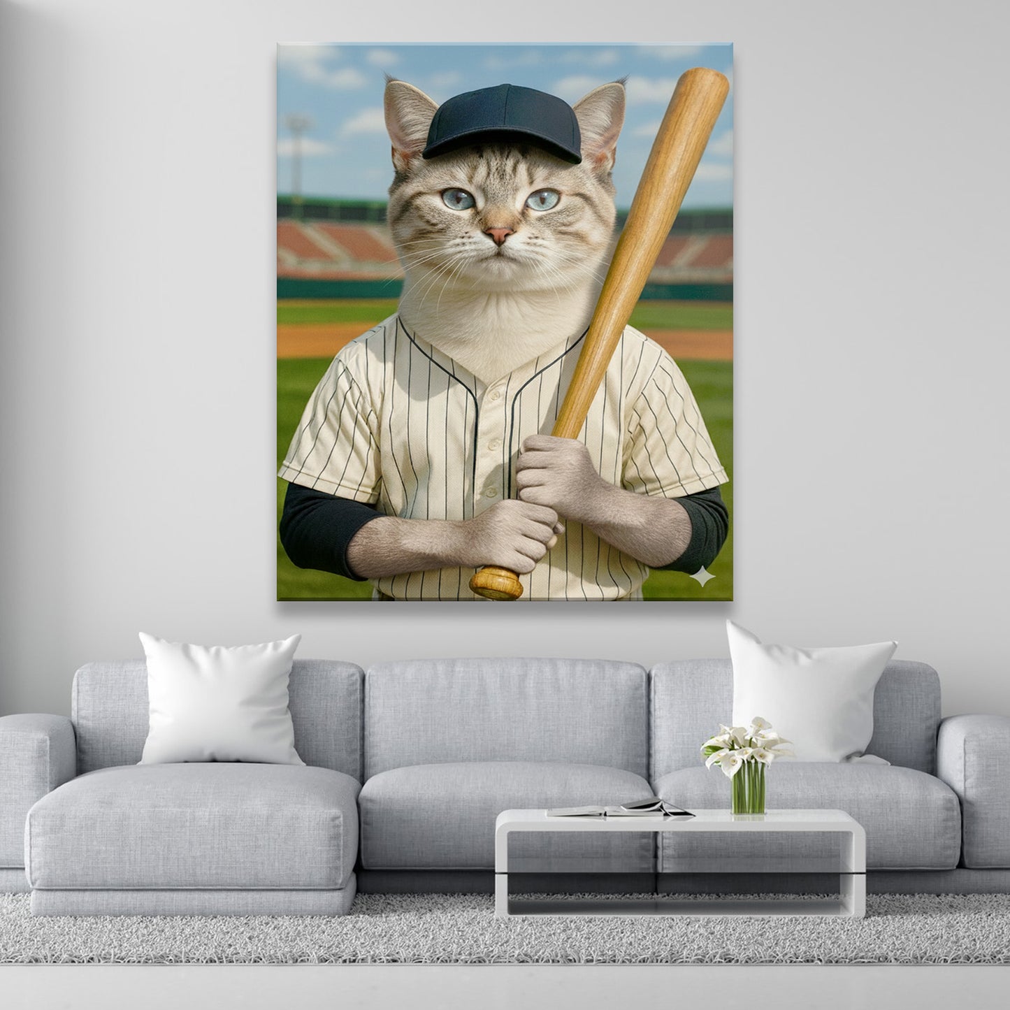 Custom Photo Baseball Player Cat Gift For Cat Lovers