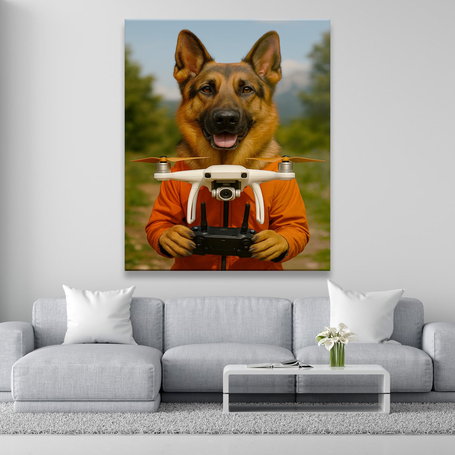 Custom Photo Drone Pilot Dog Canvas Gift For Dog Lovers