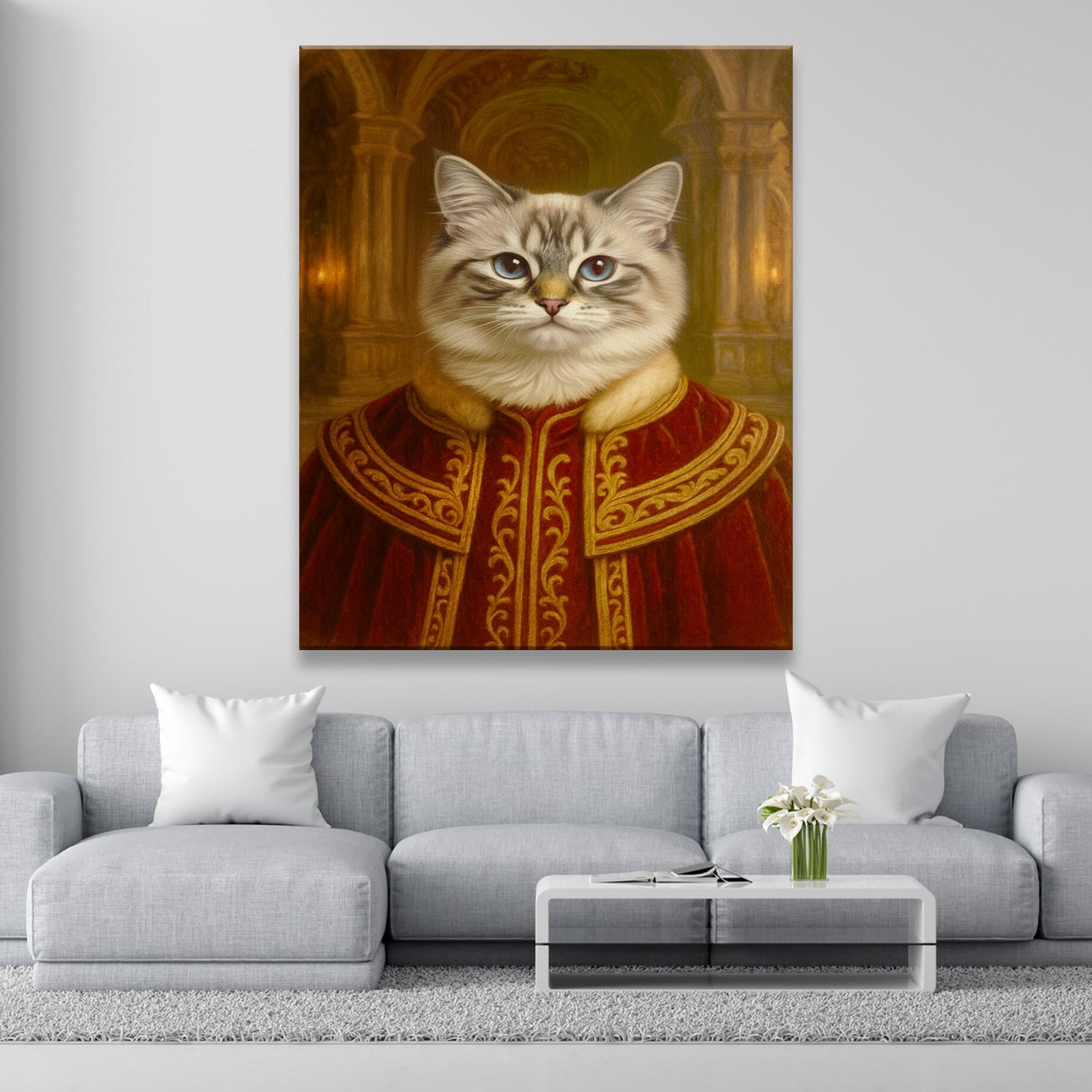 Custom Photo King Royal Cat Style 01 Canvas Gift For Cat Lovers