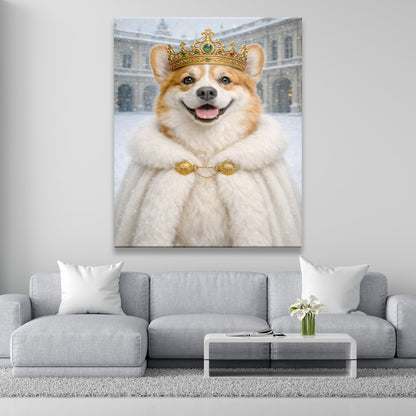 Custom Photo Royal Winter Queen Dog Canvas Gift For Dog Lovers