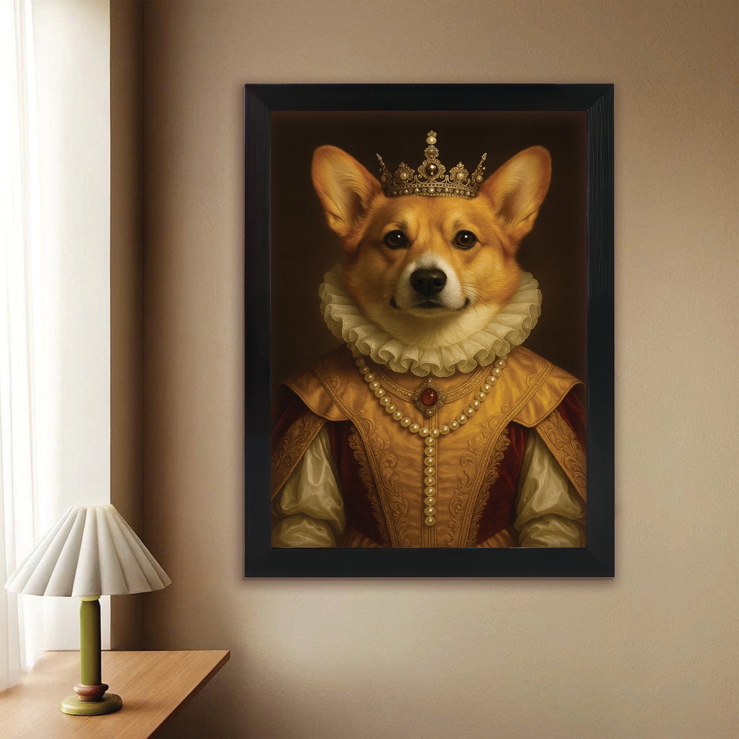 Custom Photo Dog Queen Royal Canvas Framed Wall Art Gift For Dog Lovers