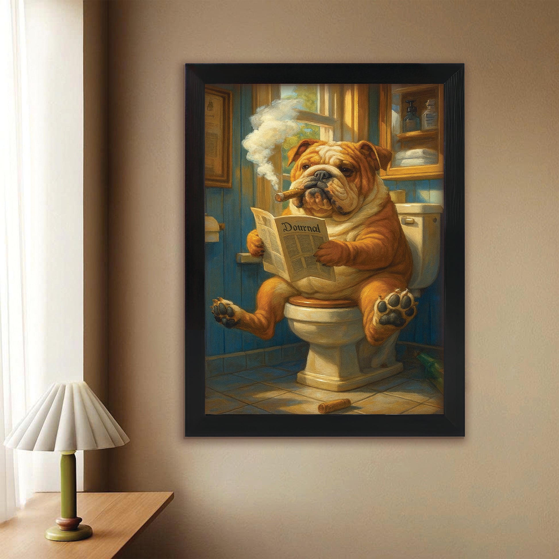 Custom Photo Dog Bathroom Style 12 Canvas Framed Wall Art Gift For Dog Lovers