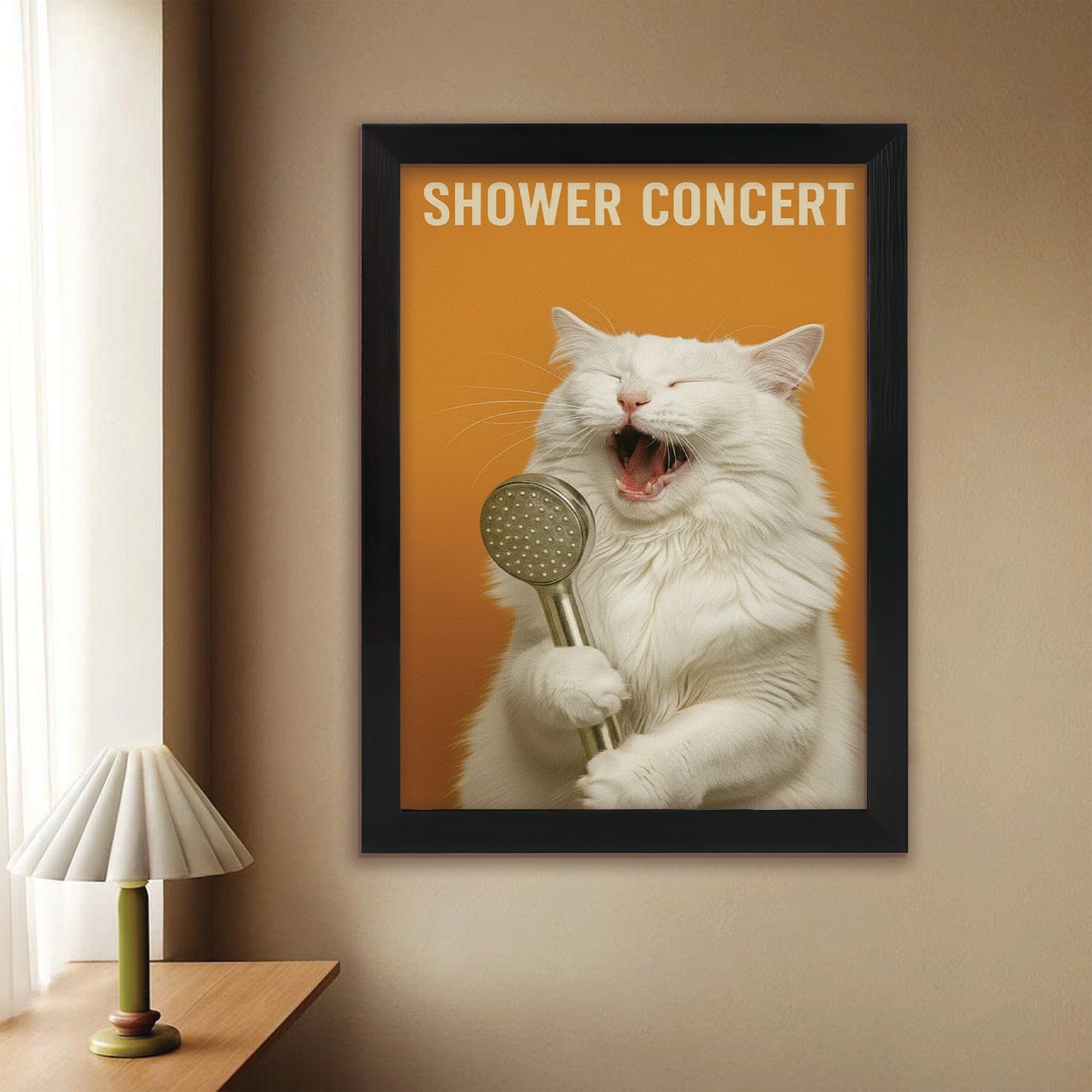 Custom Photo Cat Bathroom Style 32 Canvas Framed Wall Art Gift For Cat Lovers