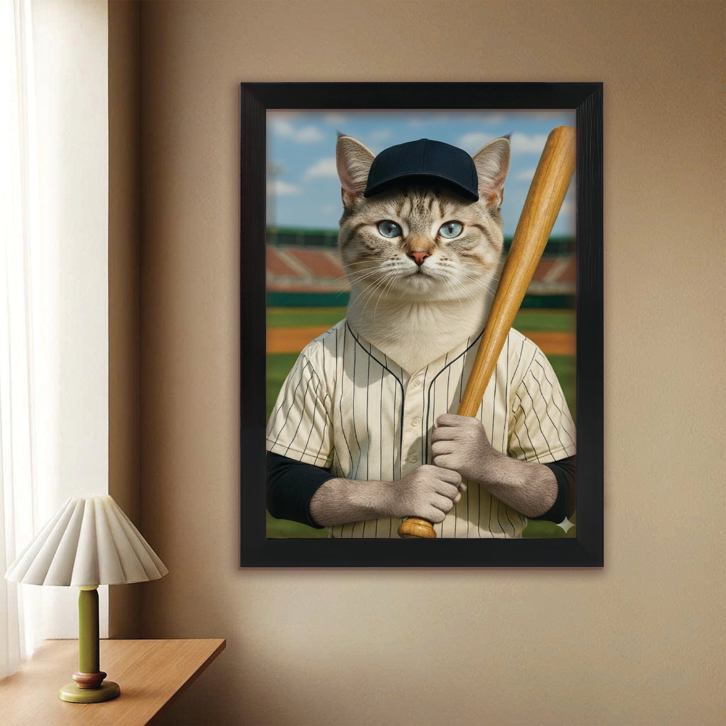Custom Photo Baseball Player Cat Gift For Cat Lovers