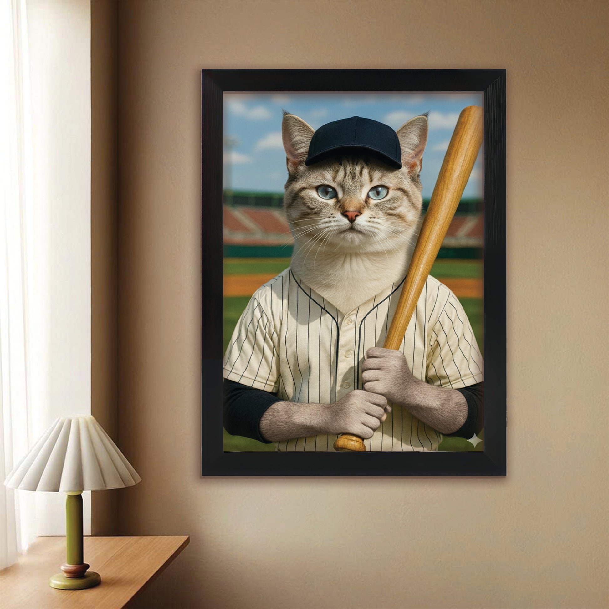 Custom Photo Baseball Player Cat Gift For Cat Lovers