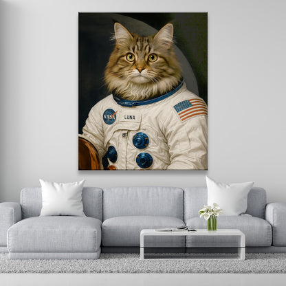 Custom Photo Cat Astronaut Canvas _ Gift For Cat Lovers