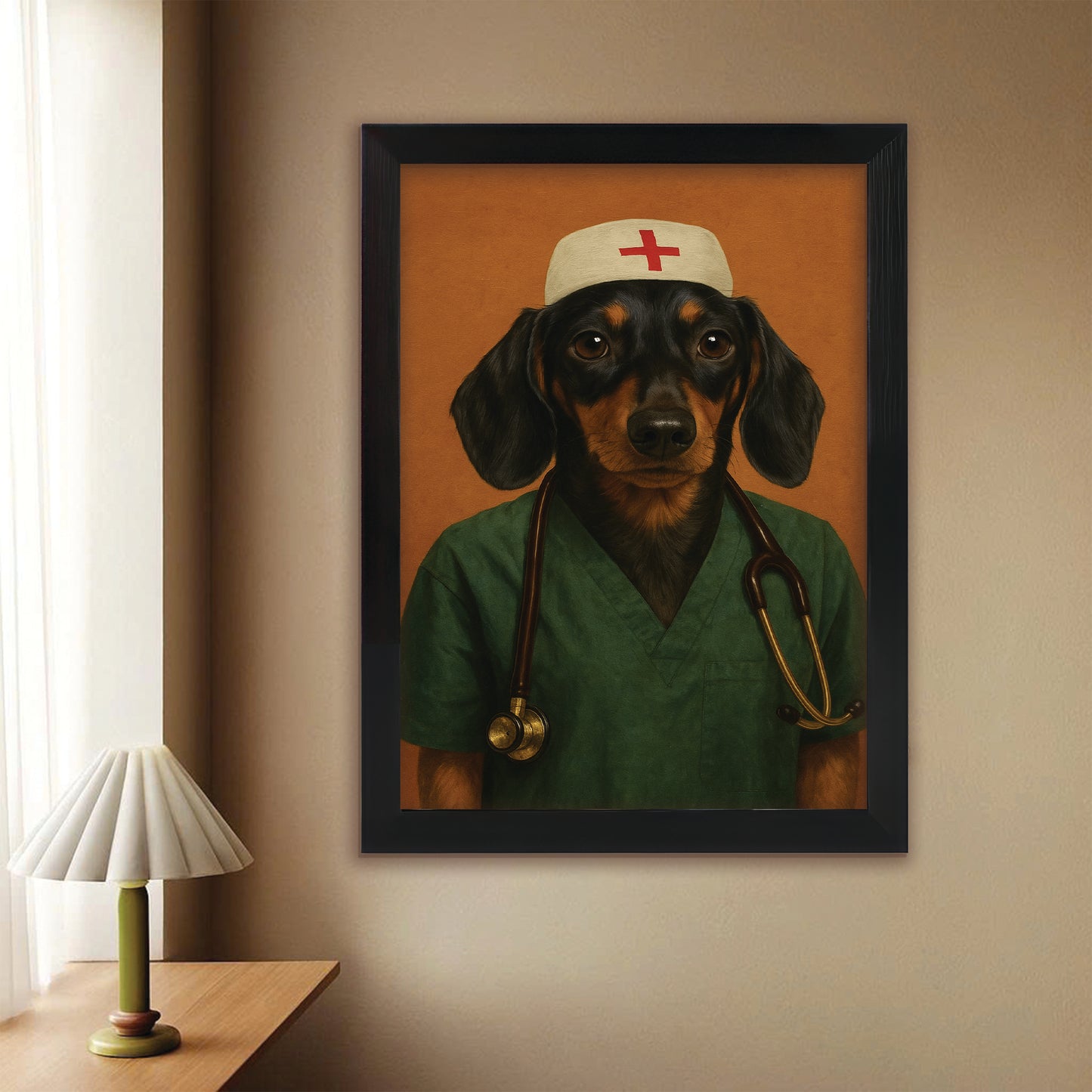 Custom Photo Nurse Dog Canvas Framed Wall Art Gift For Dog Lovers