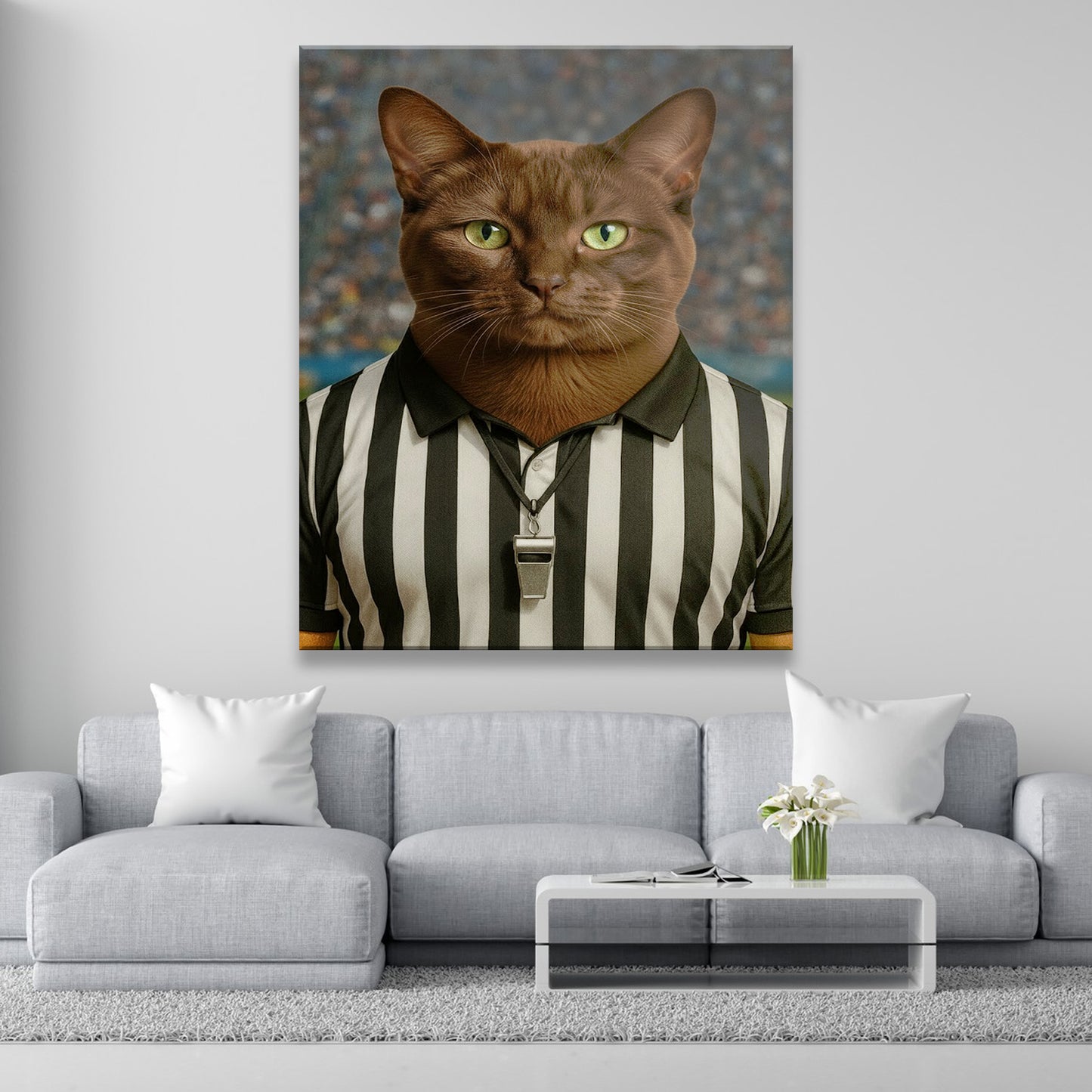 Custom Photo Referee Cat Canvas Gift For Cat Lovers