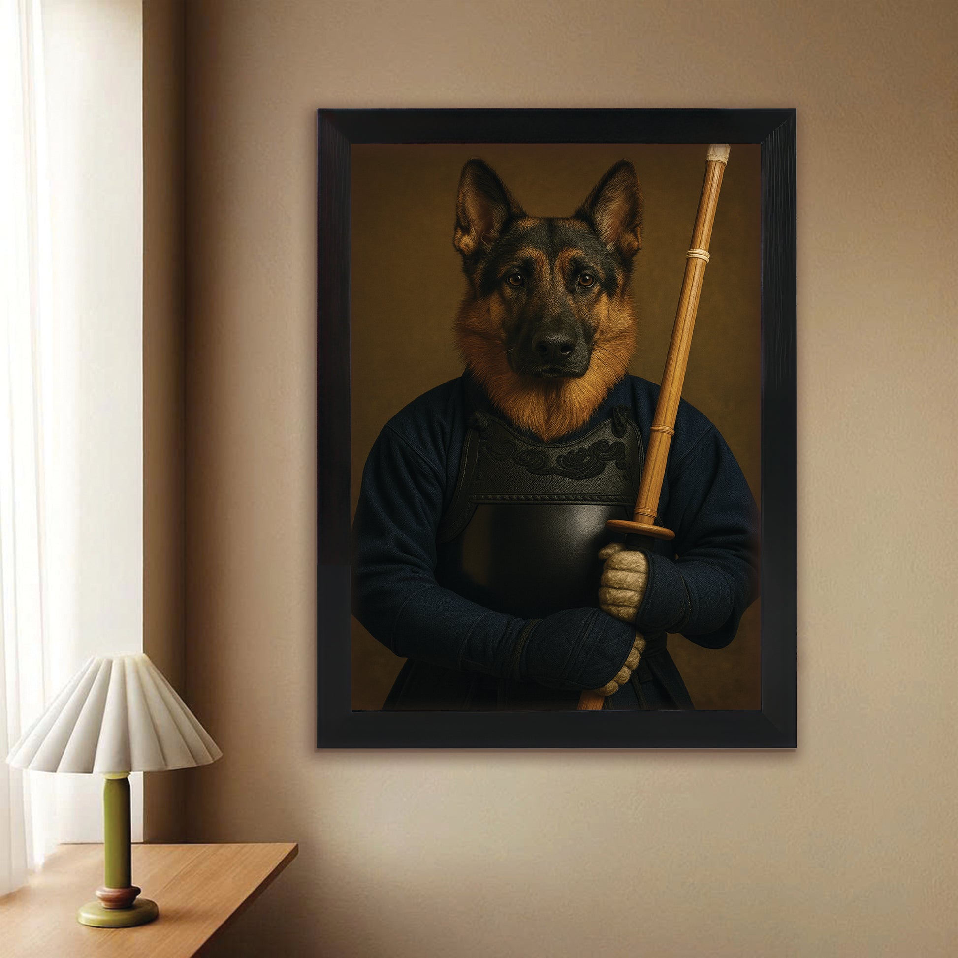 Custom Photo Kendo Dog Canvas Framed Wall Art Gift For Dog Lovers