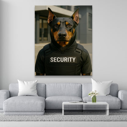 Custom Photo Security Guard Dog Canvas Gift For Dog Lovers