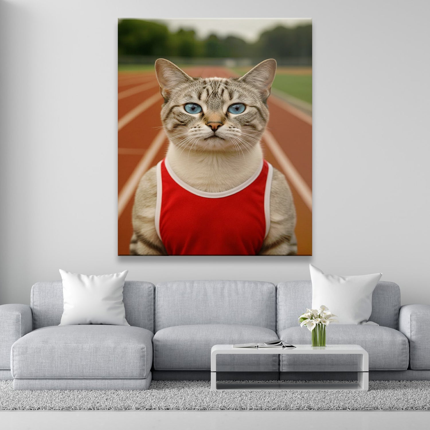 Custom Photo Runner Cat Canvas Gift For Cat Lovers