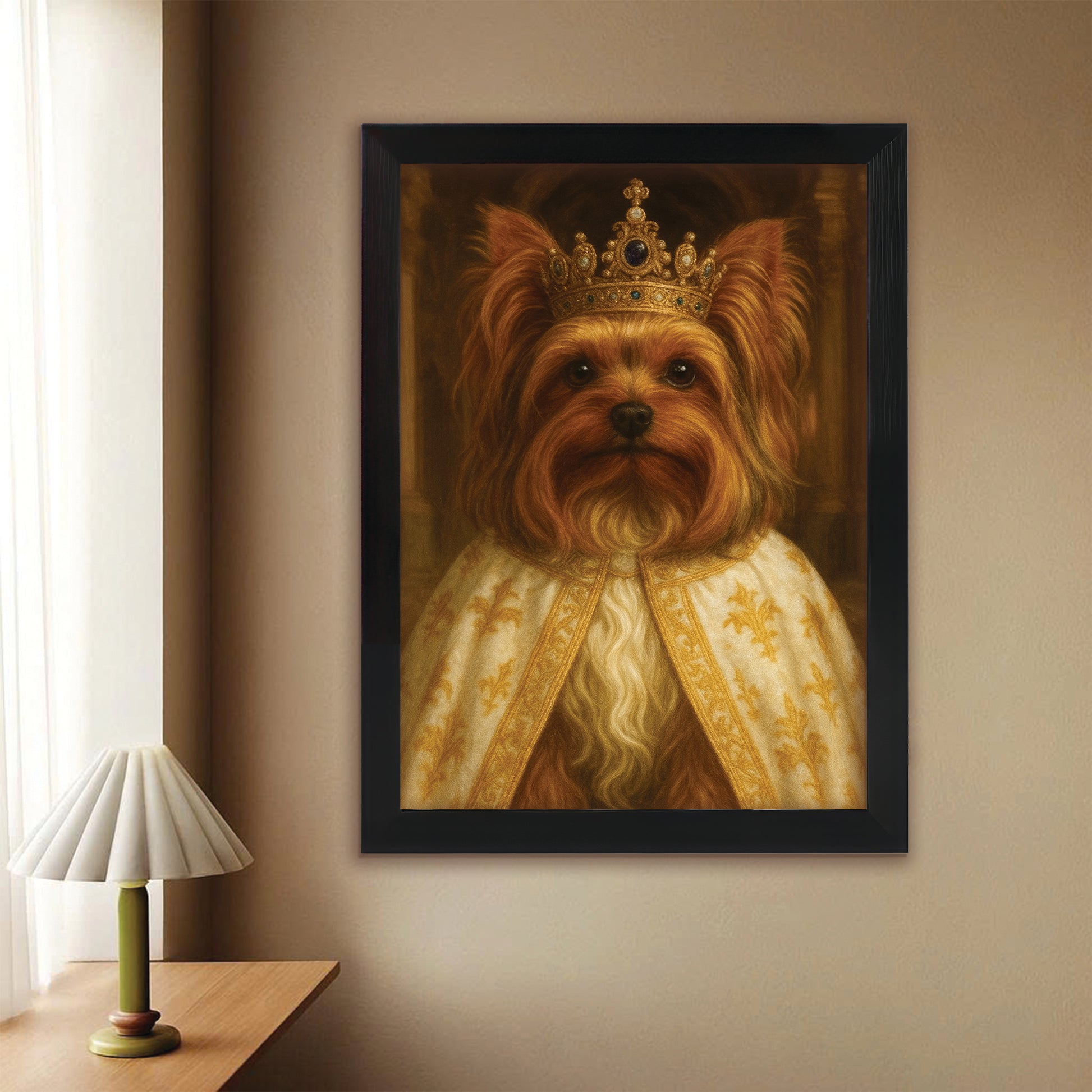 Custom Photo Dog Royal Style 07 Canvas Framed Wall Art Gift For Dog Lovers
