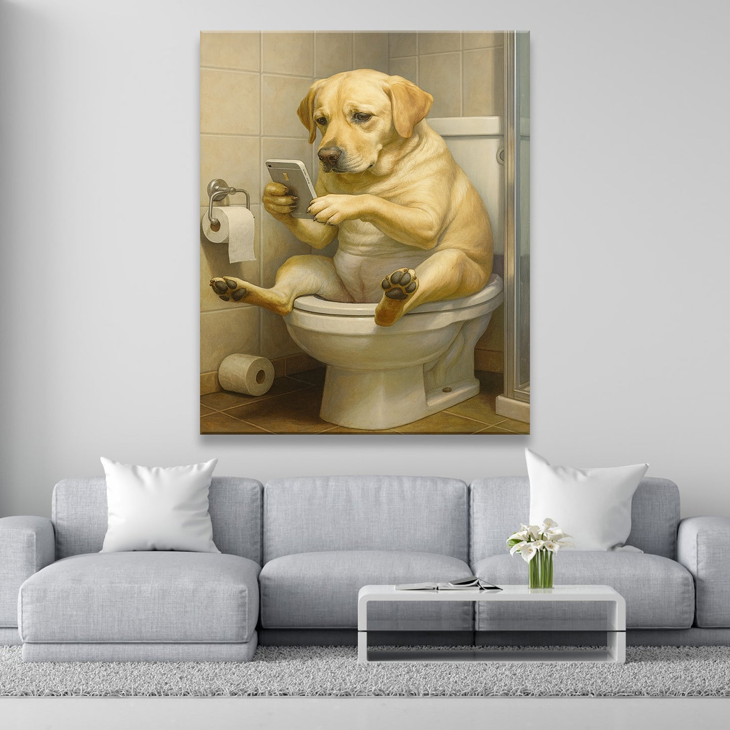 Custom Photo Dog Bathroom Style 3 Canvas Gift For Dog Lovers