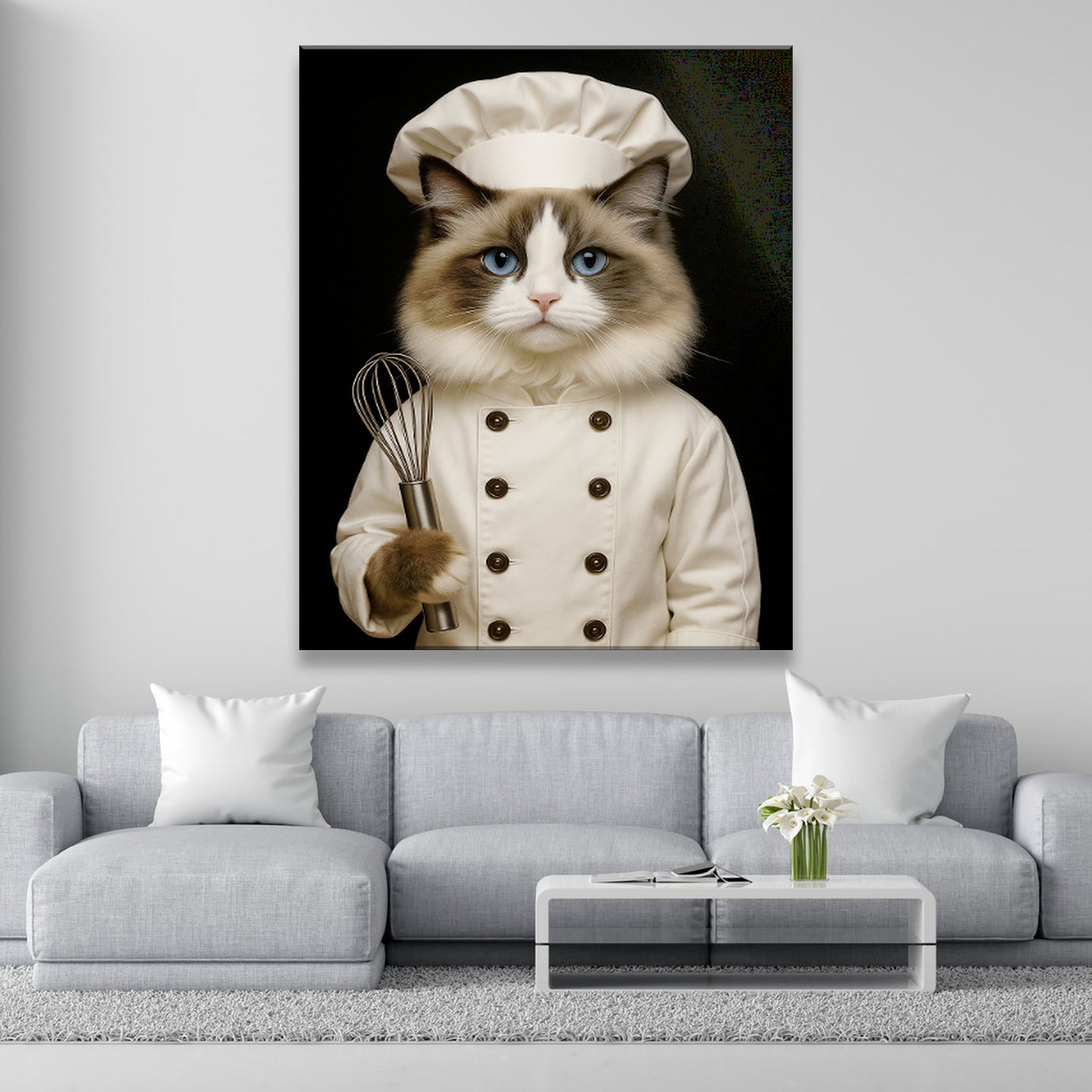 Custom Photo Cat Chef Canvas _ Gift For Cat Lovers
