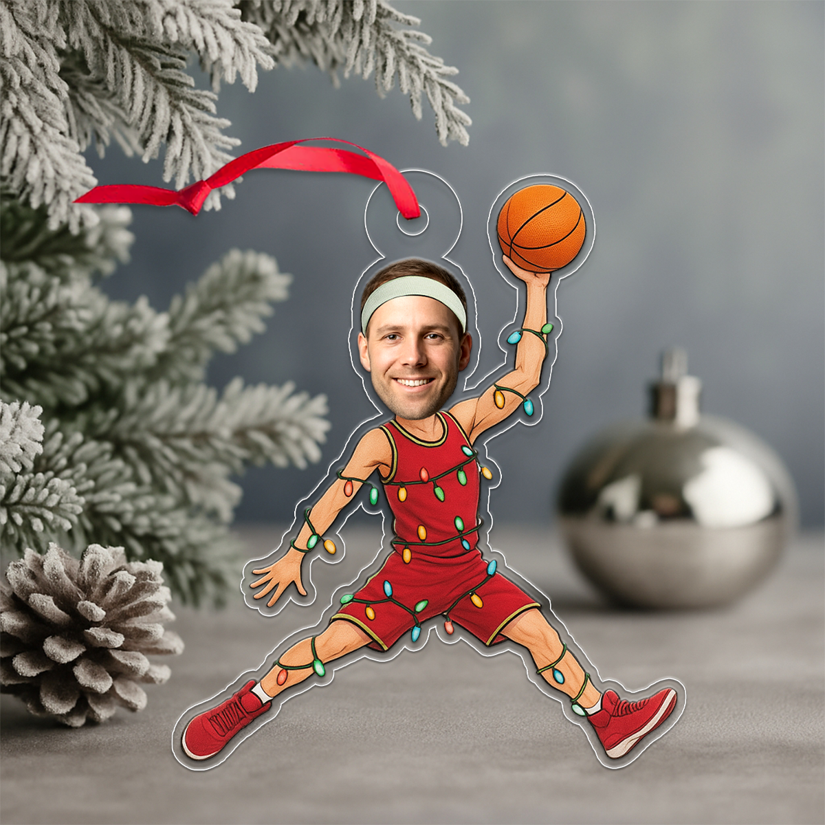Custom Photo Christmas Basketball Players Acrylic Ornament Christmas Gift