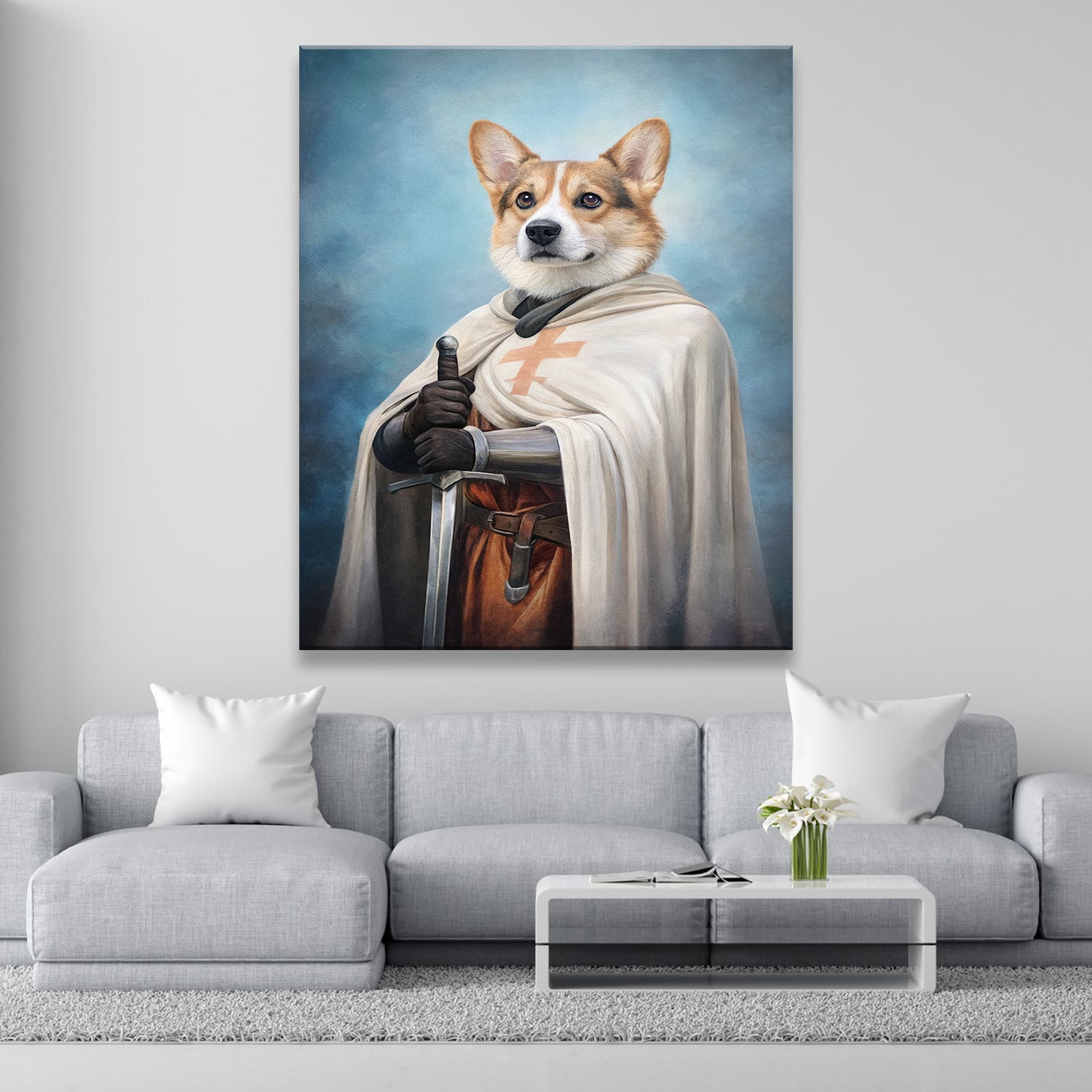 Custom Photo Priest Dog Canvas Gift For Dog Lovers