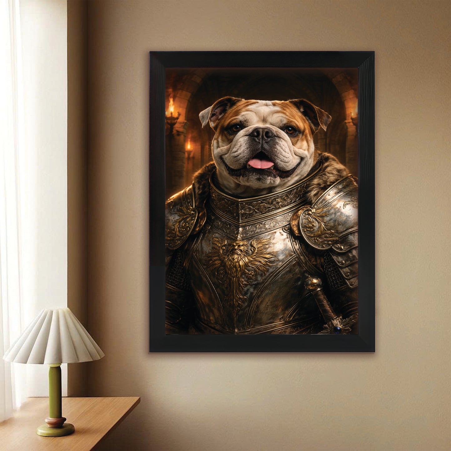 Custom Photo Knight Royal Dog Canvas Framed Wall Art Gift For Dog Lovers