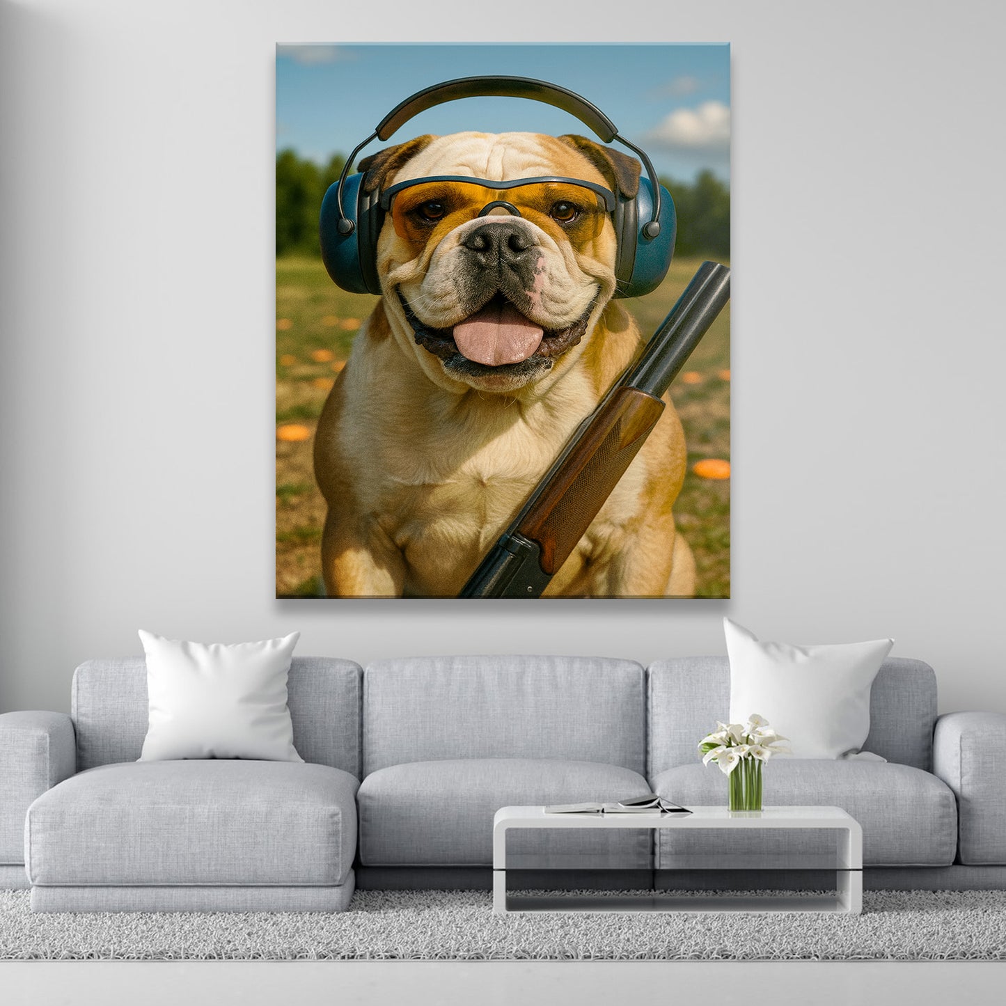 Custom Photo Clay Shooter Dog Canvas Gift For Dog Lovers