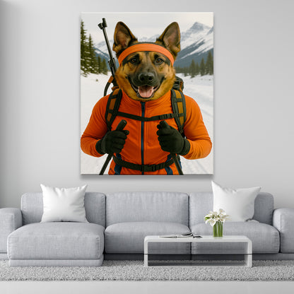 Custom Photo Biathlete Cross Country Skiing Dog Canvas Gift For Dog Lovers