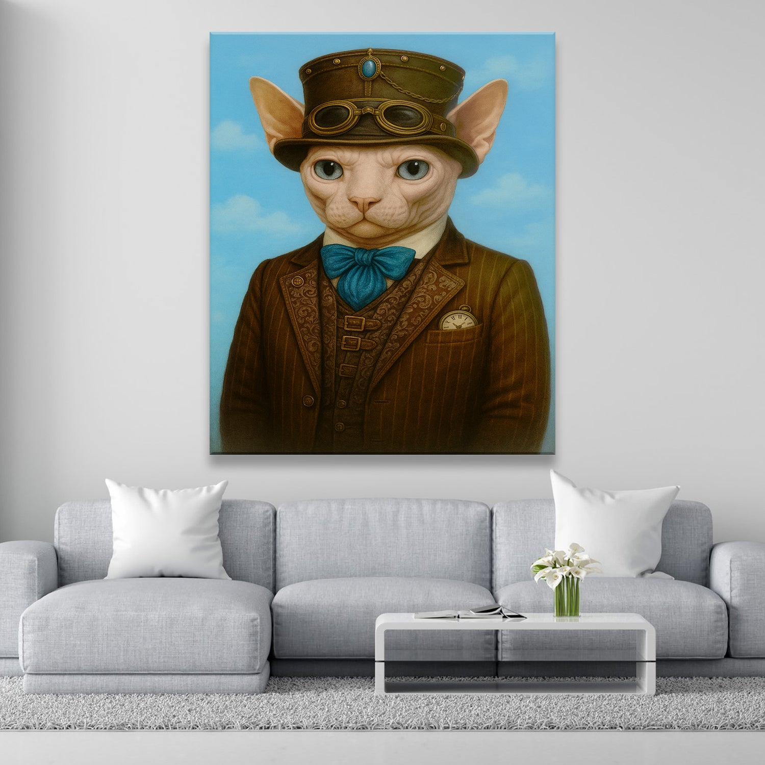 Custom Photo Pilot Cat Canvas Gift For Cat Lovers
