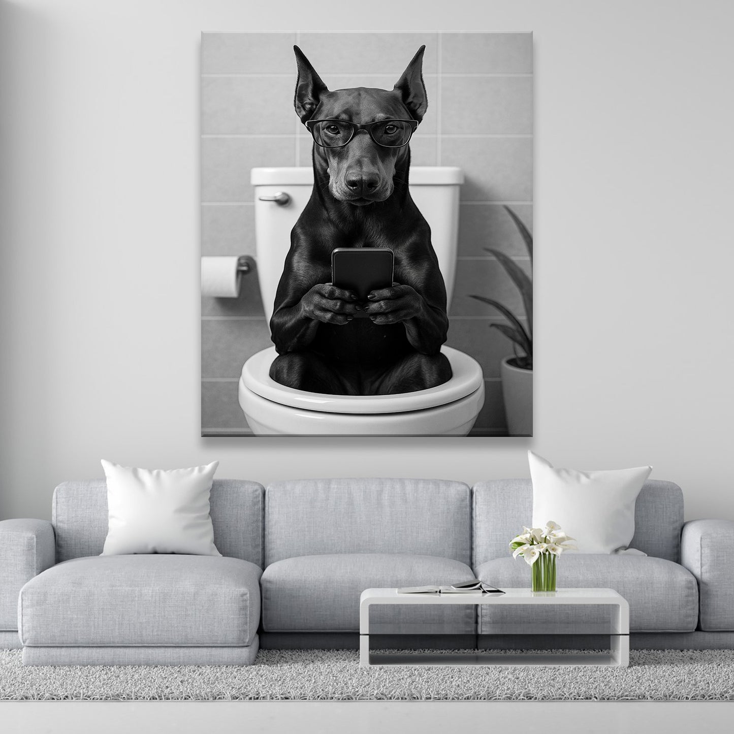 Custom Photo Dog Bathroom Style 14 Canvas Gift For Dog Lovers