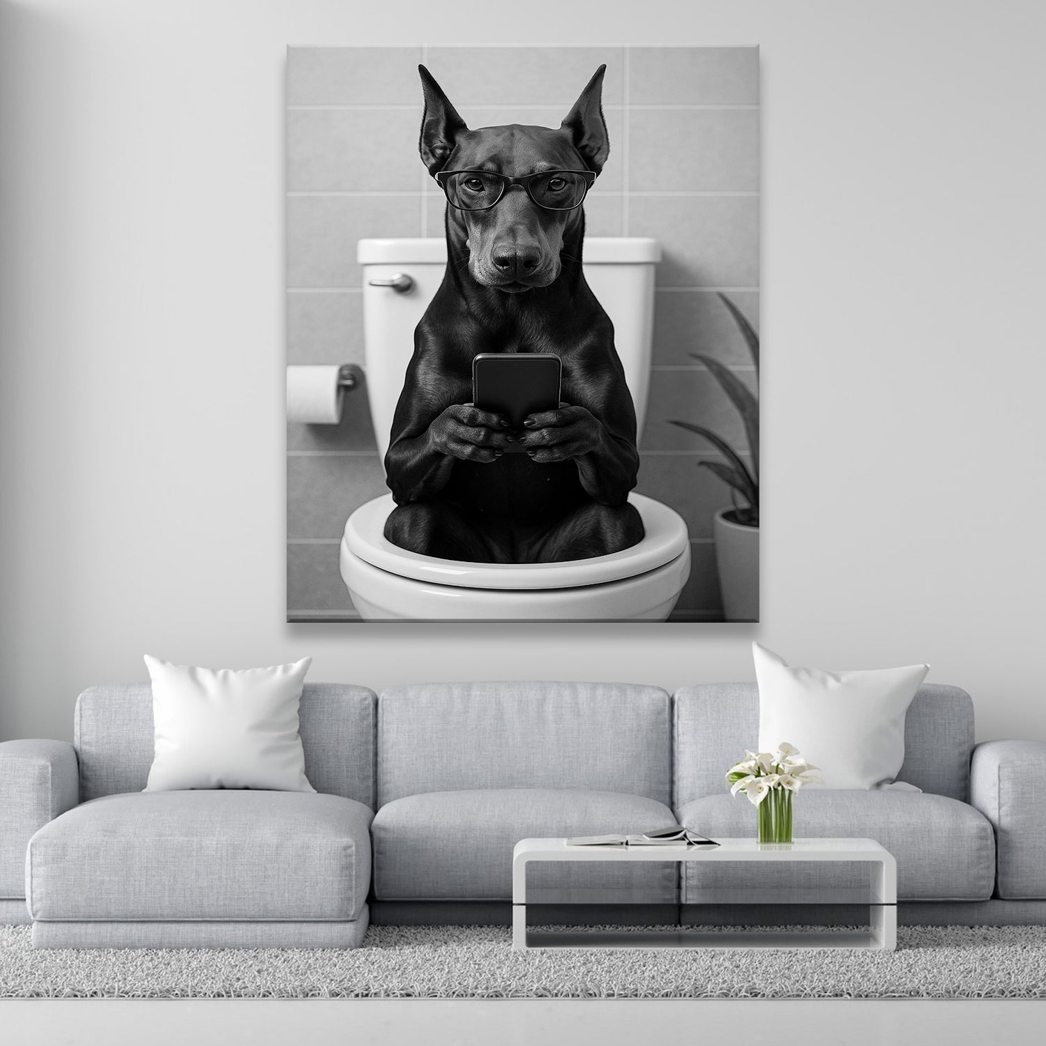 Custom Photo Dog Bathroom Style 14 Canvas Gift For Dog Lovers