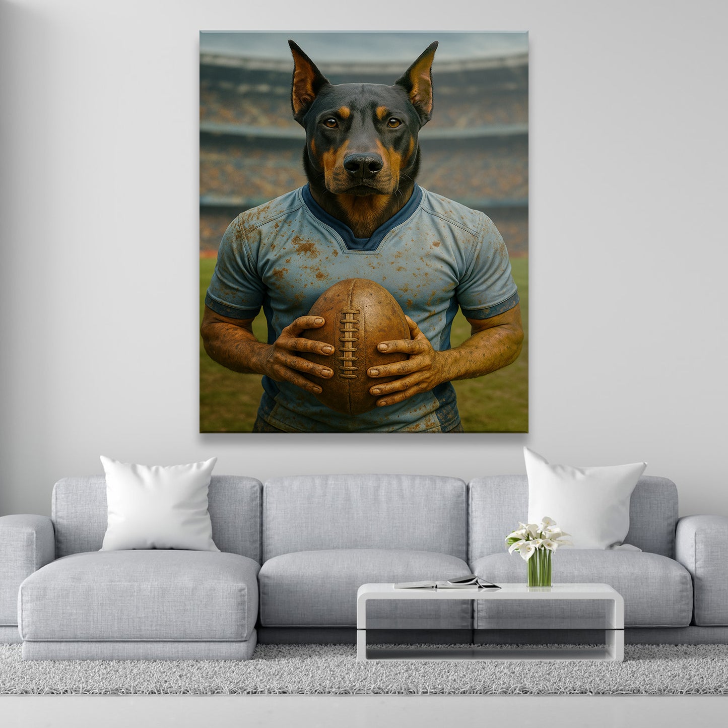 Custom Photo Rugby Dog Canvas Gift For Dog Lovers