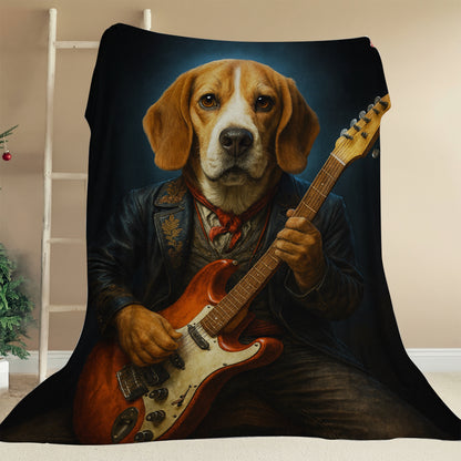 Custom Photo Dog Rock n Roll BlanketGift For Dog Lovers