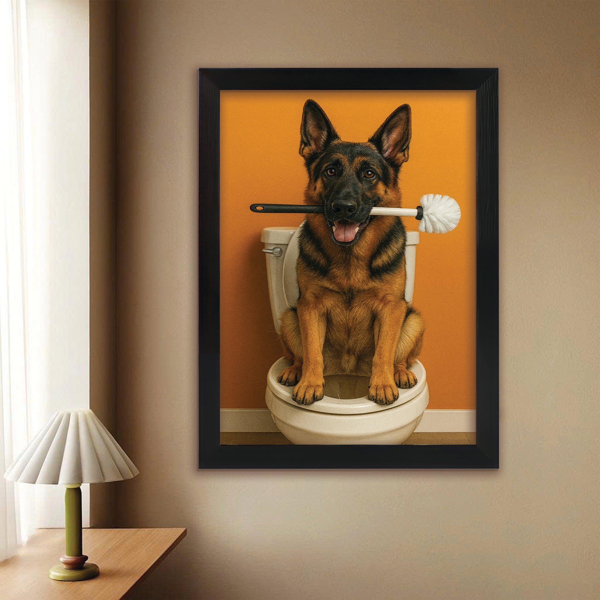 Custom Photo Dog Bathroom Style 31 Canvas Framed Wall Art Gift For Dog Lovers
