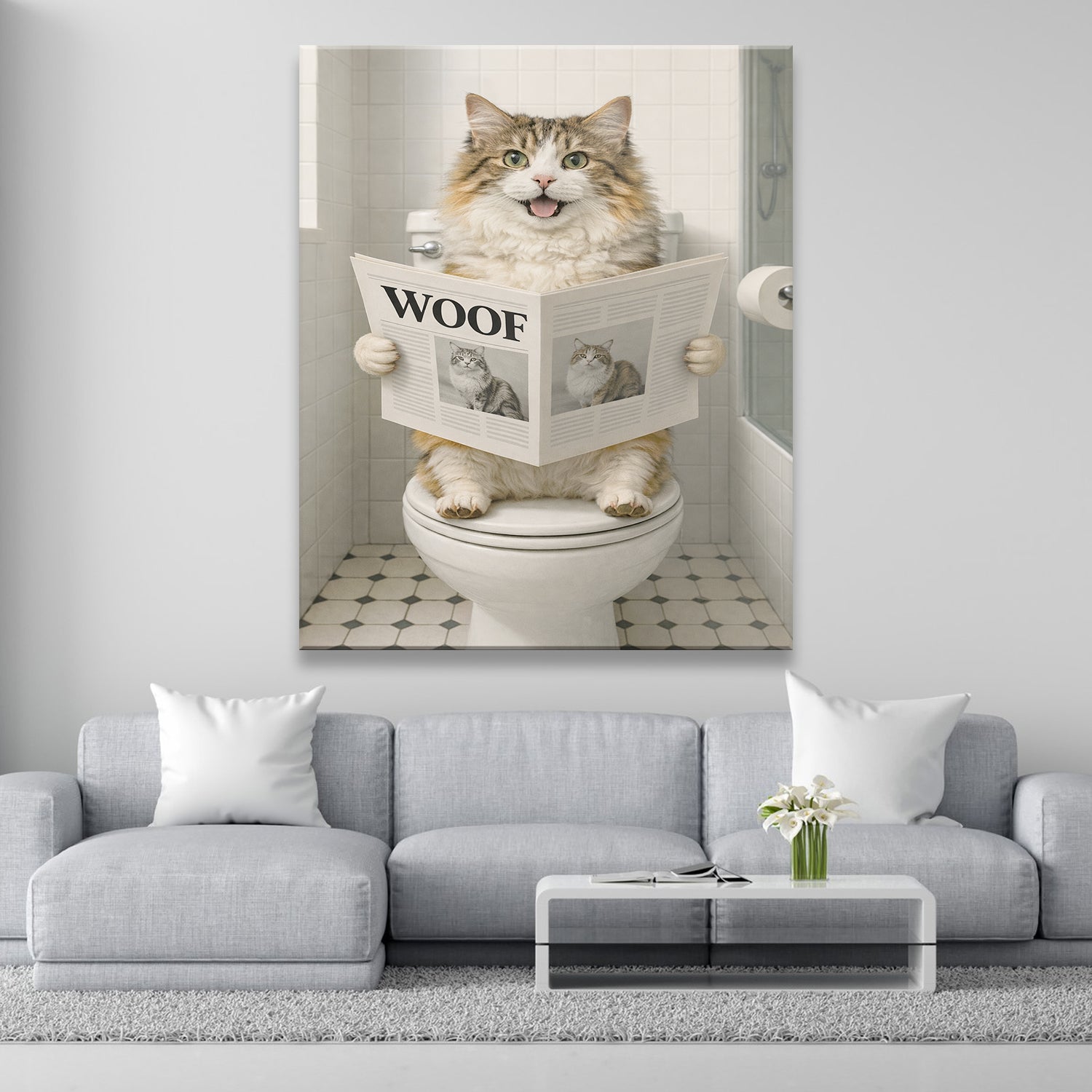 Custom Photo Cat Bathroom Style 6 Canvas Gift For Cat Lovers