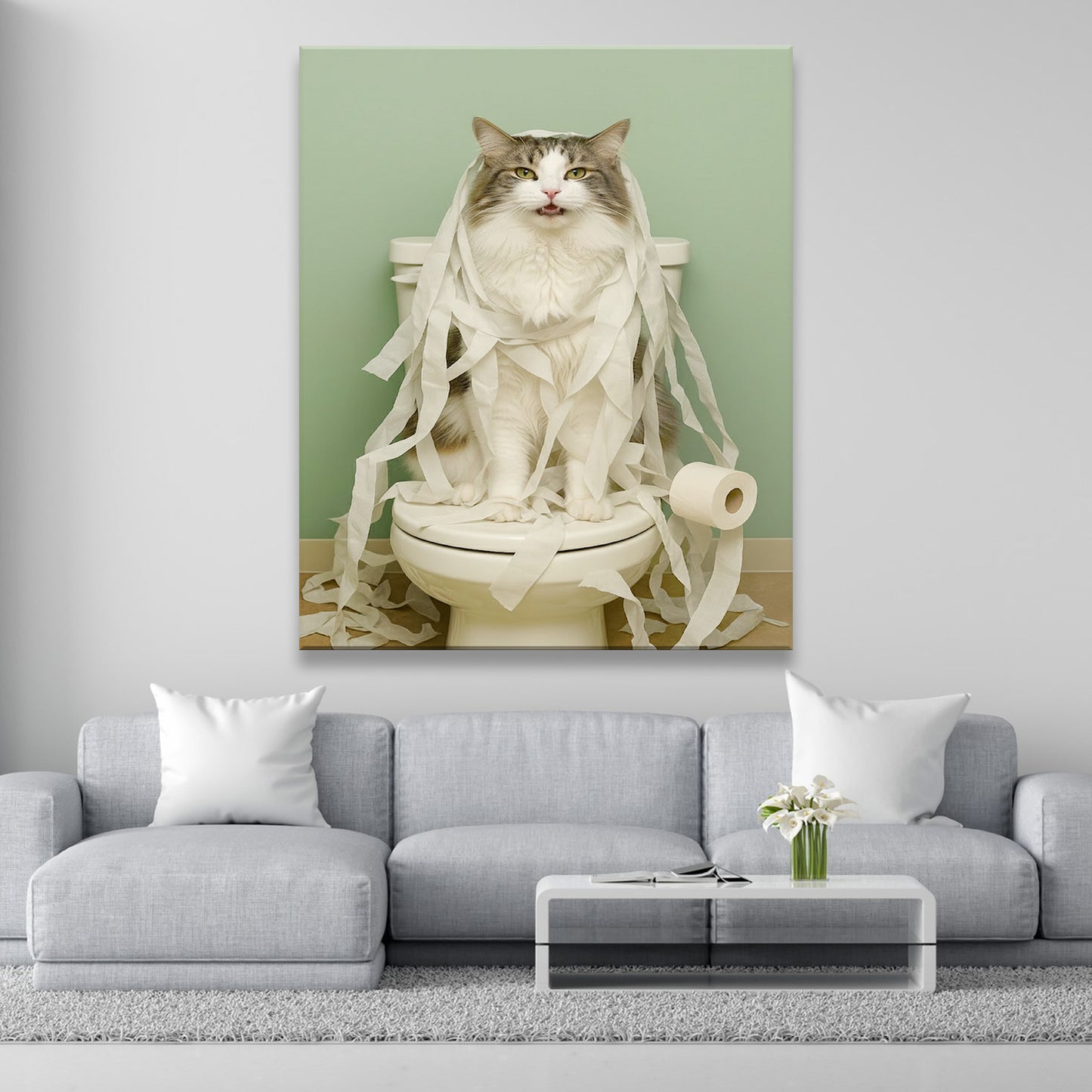 Custom Photo Cat Bathroom Style 26 Canvas Gift For Cat Lovers