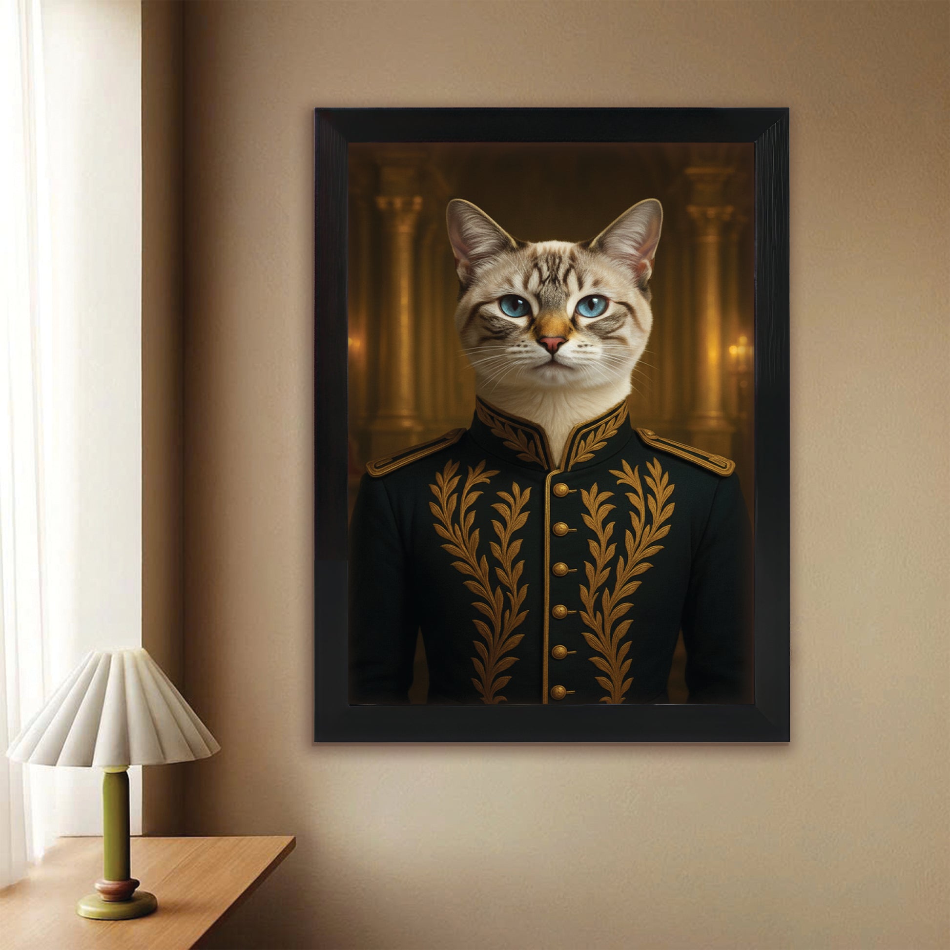 Custom Photo Cat Royal Style 10 Canvas Framed Wall Art Gift For Cat Lovers